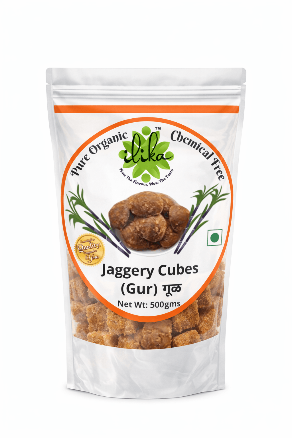 Pure Organic Jaggery Cubes 500 gms front-
