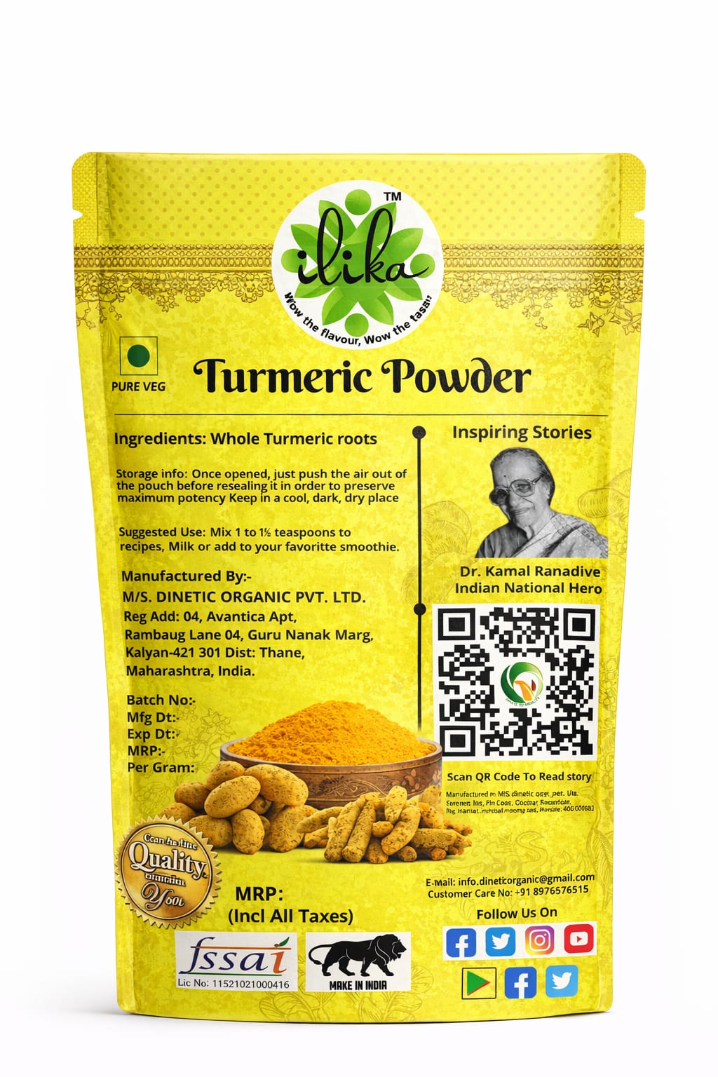 ILIKA Turmeric Powder – Pure Export Quality Haldi